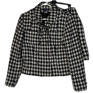 Resource Black/White Houndstooth Wool Blend Skirt Jacket Suit Women's 2pc Size 8